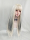 Evahair Cute Black and Blonde Mixed Color Long Straight Synthetic Wig with Bangs