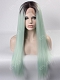 Preorder - Kylie Jenner Inspired Pastel Blue Ombre Long Straight Synthetic Lace Front Wig