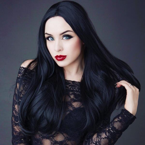 Jet Black Long Straight Synthetic Lace Front Wig - All Synthetic Wigs ...