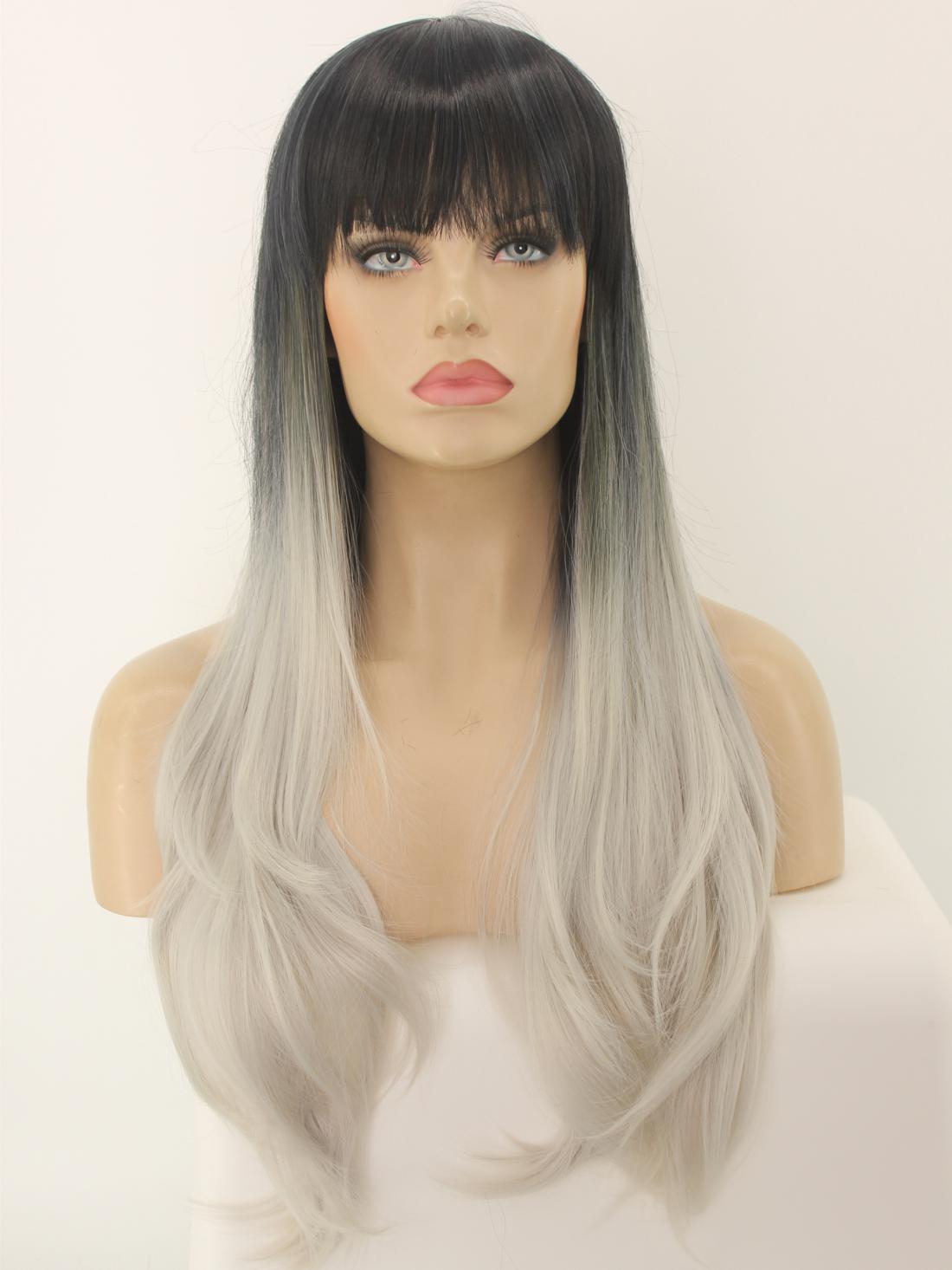 Evahair Grey Ombre Bust Length Straight Synthetic Wig With Full Bangs All Synthetic Wigs Evahair And now, friends, we have been blessed with the ~updated~ trend: evahair grey ombre bust length straight