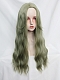 Evahair 2021 New Style Matcha Green Long Wavy Synthetic Wig with Bangs