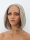 Grayish Blonde Chin Length Bob Synthetic Lace Front Wig