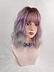 Evahair Purple Ombre Shoulder-Length Wavy Synthetic Wig with Bangs