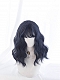 Evahair Dark Blue Medium Length Wavy Synthetic Wig with Bangs