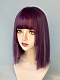 Evahair 2021 New Style Purple Short Straight Synthetic Wig with Bangs and Layered Hime Cut