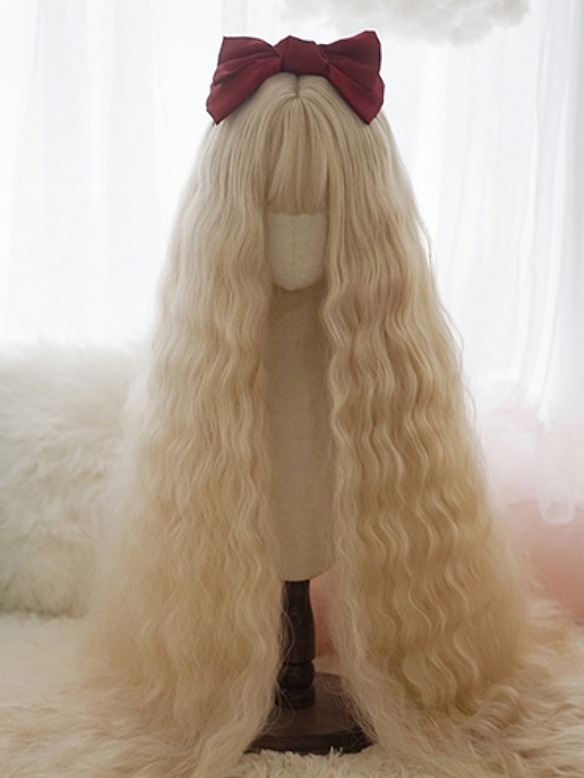 Evahair 2021 New Style Blonde Super Long Wavy Synthetic Wig with Bangs