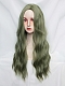 Evahair 2021 New Style Matcha Green Long Wavy Synthetic Wig with Bangs