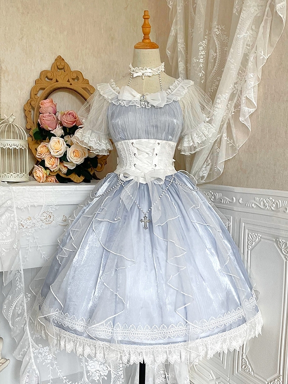 Evahair light blue lolita mesh suits JSK 