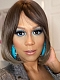 Sand Brown Ombre Straight Chin Length Bob Synthetic Wig with Wispy Bangs