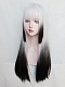 Evahair 2022 New Style White to Black Ombre Long Straight Synthetic Wig with Bangs