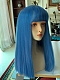 Evahair 2021 New Style Ocean Blue Medium Straight Synthetic Wig with Bangs