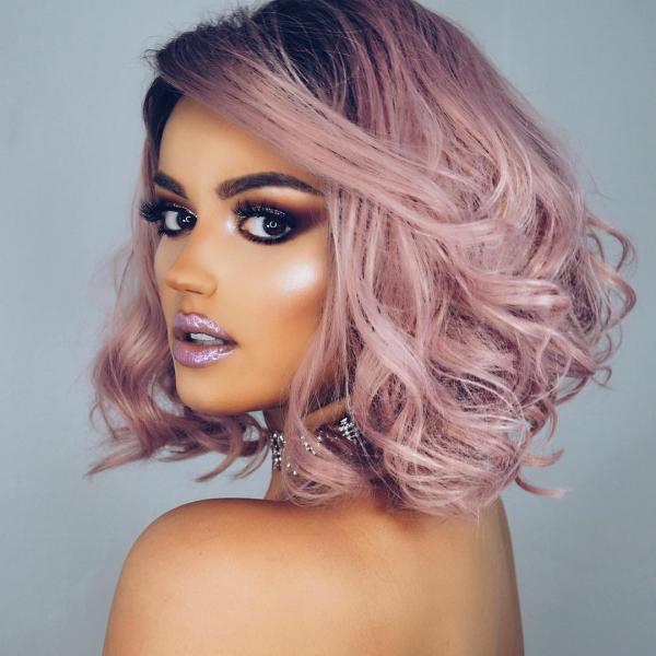Pink Wavy Lob Synthetic Lace Front Wig - All Synthetic Wigs - EvaHair