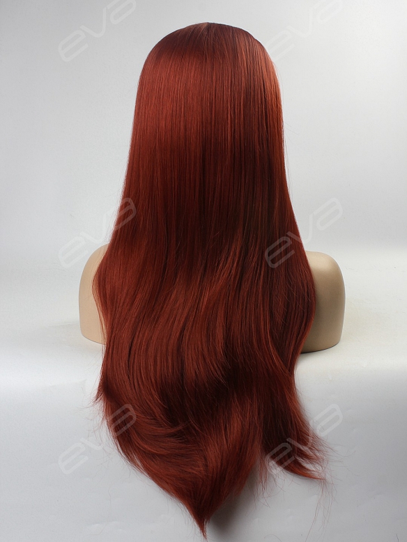 Reddish Brown Ginger Color Long Straight Synthetic Lace Front Wig