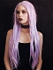 Super Long Lavender Gothic Style Straight Synthetic Lace Front Wig 