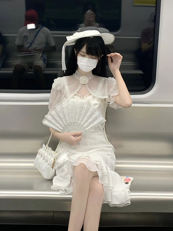 Evahair fashion cheongsam style white mesh lolita dress