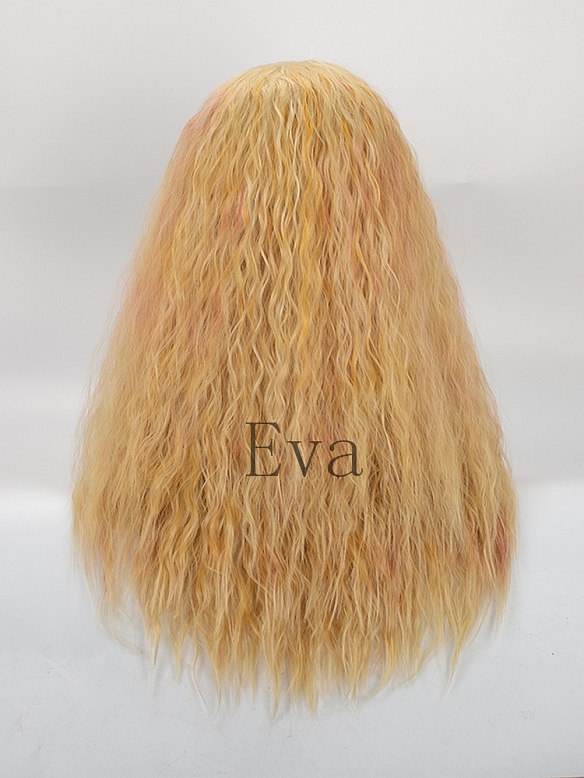 Evahair Yellowish Orange Long Wavy Synthetic Lace Front Wig