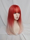 Evahair 2021 New Style Reddish Orange to White Ombre Long Straight Synthetic Wig with Bangs
