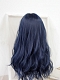 Evahair 2021 New Style Dark Blue Long Wavy Synthetic Wig with Bangs