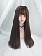 Evahair Cool Brown Color Long Straight Synthetic Wig with Bangs