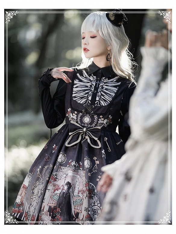Evahair black gothic punk style lolita dress