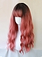 Evahair 2021 New Style Red Medium Wavy Synthetic Wig with Bangs and Dark Root