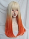 Evahair Blonde to Orange Ombre Long Straight Synthetic Wig with Bangs