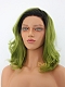 New Trendy Green Hair Color Shoulder Length Wavy Synthetic Lace Wig