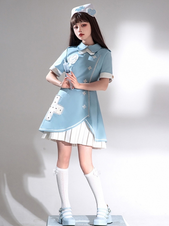 Evahair nurse style sky blue lolita dress