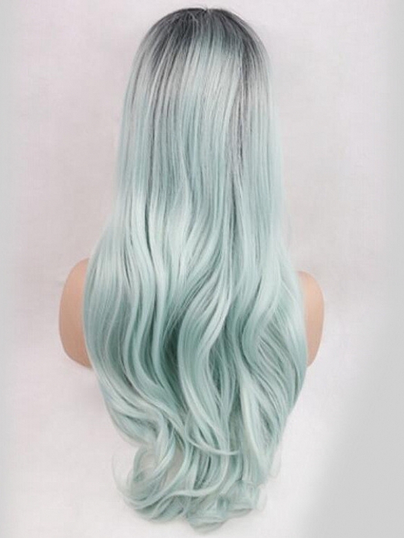 Evahair New Style Cute Blue gradual change Long Wavy Synthetic Wig 