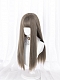 Evahair Haze Grey Long Straight Synthetic Wig with Bangs