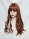 Evahair 2021 New Style Tangerine Brown and Side Grey Long Wavy Synthetic Wig with Bangs