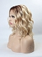 Blonde Ombre Color Medium Length Wavy Bob Synthetic Lace Front Wig