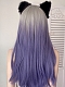 Evahair 2022 New Style Grey to Purple Ombre Long Straight Synthetic Wig with Bangs