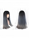Evahair Blue to Grey Ombre Long Straight Synthetic Wig with Bangs