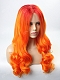 2017 New Fashion-Sunset Orange & Yellow Flame Wavy Long Synthetic Lace Front Wig