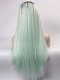 Preorder - Kylie Jenner Inspired Pastel Blue Ombre Long Straight Synthetic Lace Front Wig