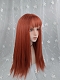 Evahair Orange Long Straight Synthetic Wig with Bangs