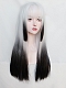 Evahair 2022 New Style White to Black Ombre Long Straight Synthetic Wig with Bangs