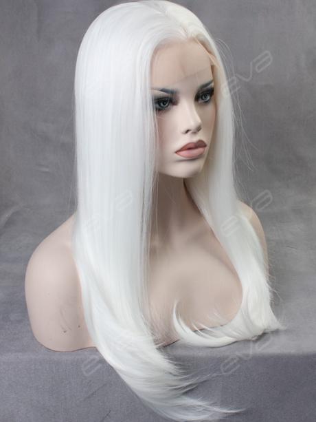 White Straight Long Synthetic Lace Front Wig - All 