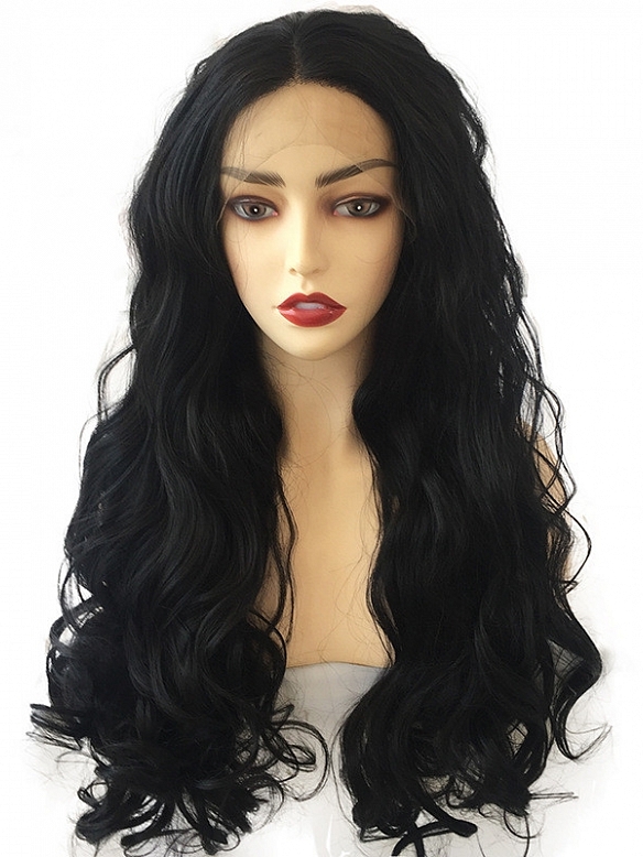 Evahair Fashion Style Sexy Black Long Wavy Synthetic Wig