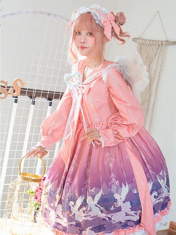 Evahair fashion pink Angel style lolita dress OP