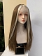 Preorder--2021 New Style White and Brown Mixed Color Long Straight Synthetic U-Part Lace Wig