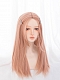 Evahair Cute Rose Pink Long Straight Synthetic Wig with Bangs