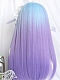 Evahair 2021 New Style Pastel Blue to Purple Ombre Long Straight Synthetic Wig with Bangs