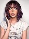 Rouge Mix Purple Wavy Bob Synthetic Capless Wigs with Wispy Bangs