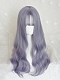 Evahair Grey and Purple Mixed Color Long Wavy Synthetic Wig with Bangs