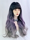 Evahair 2021 New Style Purple to Grey Ombre Color Long Wavy Synthetic Wig with Bangs and Black Roots