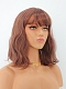 Cute Reddish Brown Shoulder Length Wavy Bob Synthetic Wig with Bangs