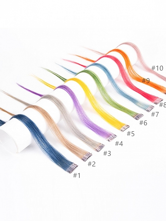 12 Colored Clips in Hair Extensions