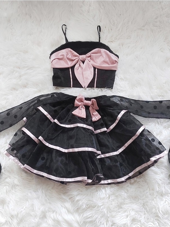 New Split type black dot printed lolita dress JSK